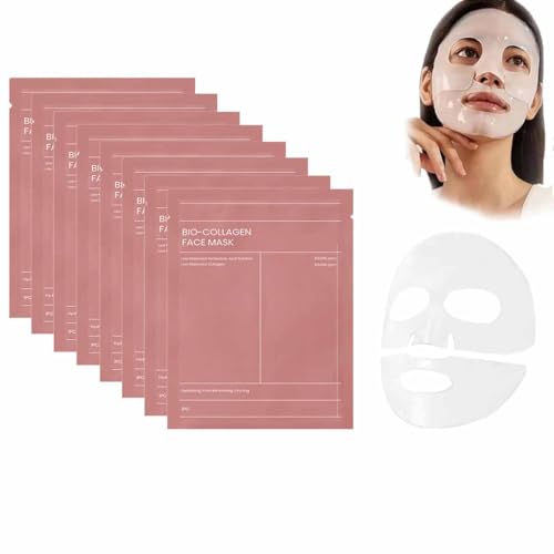 Koreanische Bio-Collagen Real Deep Mask,Collagen-Maske üBer Nacht,Bio-Collagen Collagen Mask,Kollagen Maske,Anti-Falten-Lifting-Gesichtsmaske,Hydrating Overnight Mask,Pore Minimizing (8pcs)