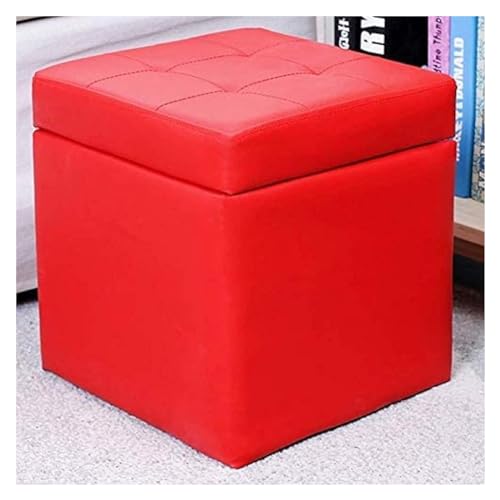 RAABYU Cube Kunstleder Lagerung Fuß Hocker Pouf Sitzbank, mit Scharnier Top Organizer Box Pouf Brust Einzel