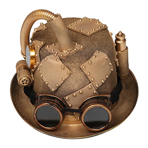 Oadnijuie Steampunk Herren Hut mit Brille Zylinder Steampunk Bowler Zylinder Vintage Halloween Zylinder Gothic Karneval Nachtclub Steampunk Zylinder mit Brille