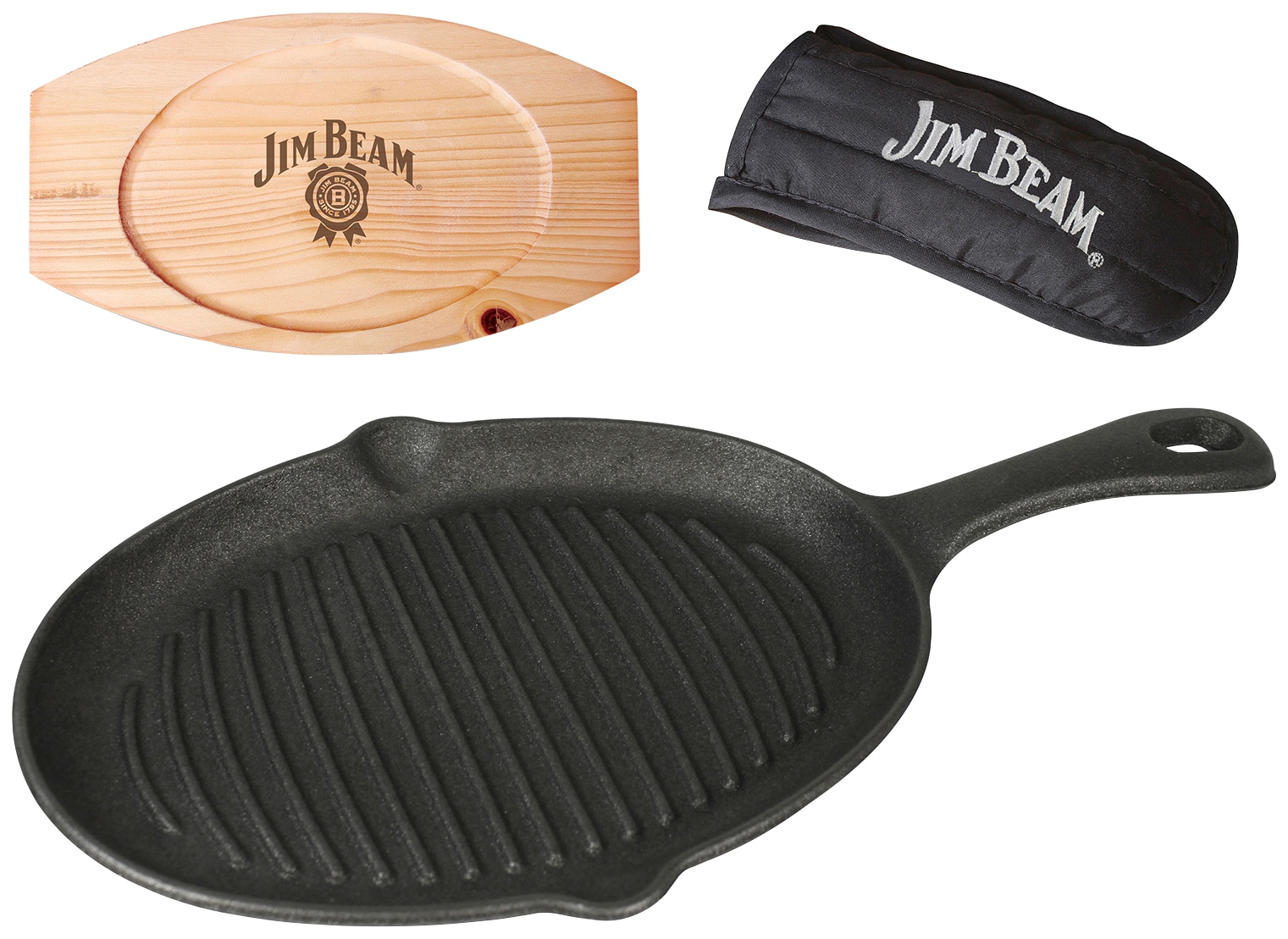 Jim Beam BBQ Grillpfanne, Gusseisen, (Set)