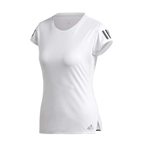 adidas Damen Club 3 STR Tee T-Shirt, White/Matte Silver/Black, S