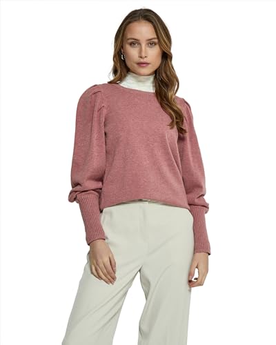 Peppercorn Anissa Pullover Damen (Größe XS) | Weicher Damenpullover Langarm und Puffärmel | Hochwertiger Pulli Elegant | Langer Pullover mit Rundhalsausschnitt