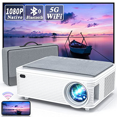 WISELAZER Beamer 4K WiFi Bluetooth Heimkino Beamer Full HD, Native 1080P LED Video projektor, mit 4-Punkt Trapezkorrektur, Projector Kompatibel mit Smartphone/PC/TV Box/HDMI/USB