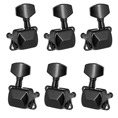 6. Stck Gitarre String Tuning Pegs Tuner Halbgeschaltete Tuner Machine Köpfe Für E-Gitarre Folk Acoustic Stimmwirbel Mechaniken (Color : Black 3L and 3R)