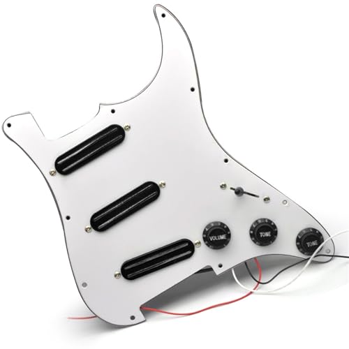 Schlagbrett-Tonabnehmer E-Gitarre Einzel-Pickup-Panel-Baugruppe, Kleines Doppelspur-Pickup-Mini-Pickup-Panel (Color : White panel-black pickup)