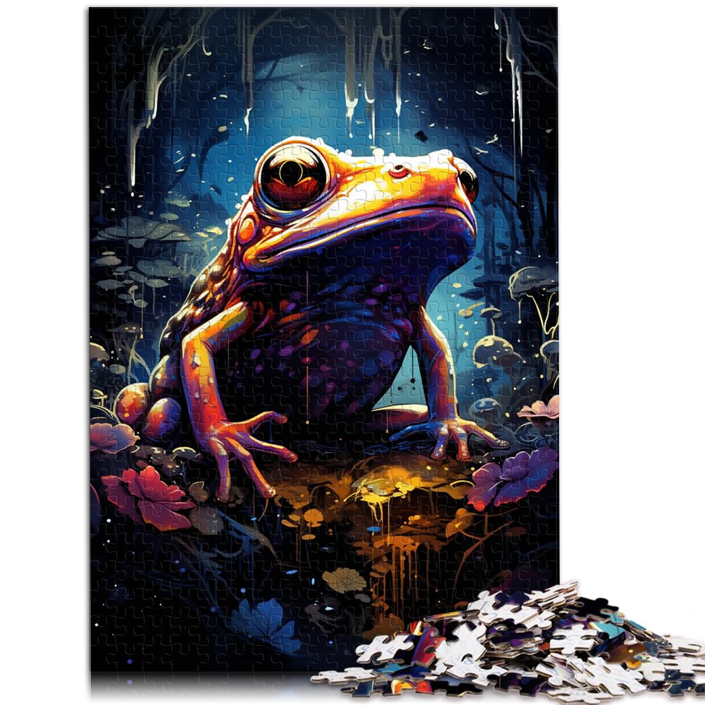 Puzzlespiel „Psychedelischer bunter Frosch“ für Erwachsene, Puzzle 1000 Teile, Holzpuzzle, ganze Familie, 1000 Teile (50 x 75 cm)