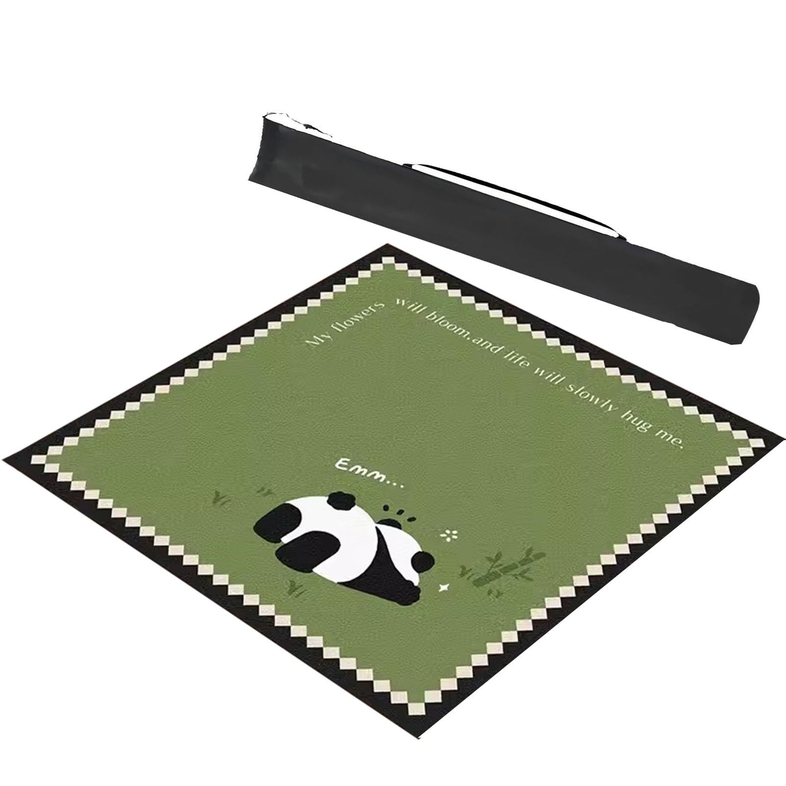 DUBTEDHOU Mahjong Tischmatte,Kachel Spiele Tischabdeckung, Quadratisch mit Tragetasche, süßes Spieltischset mit Panda-Aufdruck und geräuschreduzierender Spieltischdecke(27.6x27.6inch)