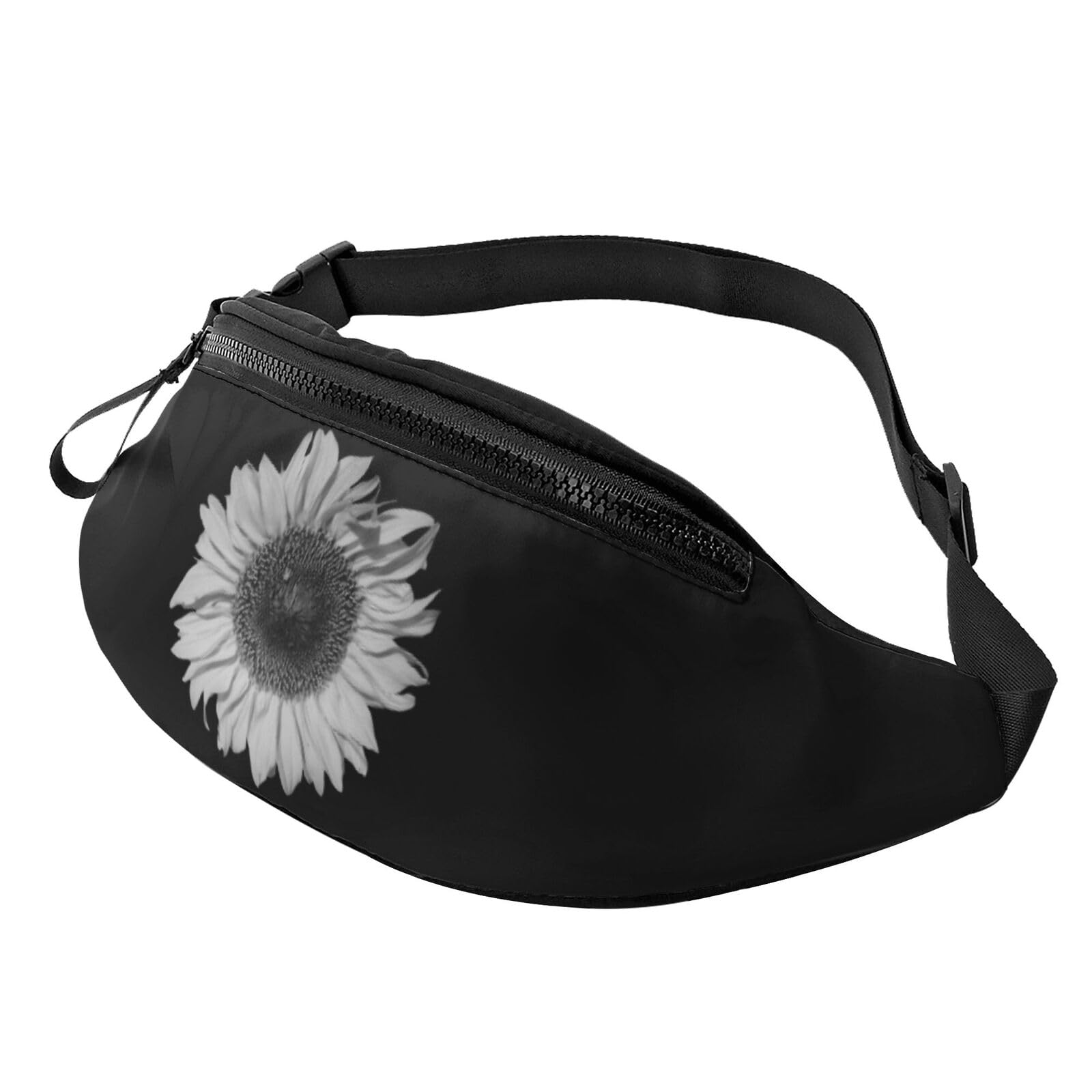 HSJFS Country Farm bedruckte modische Hüfttasche, verstellbare Hüfttasche, lässige Brusttasche, Sonnenblume Schwarz, Einheitsgröße