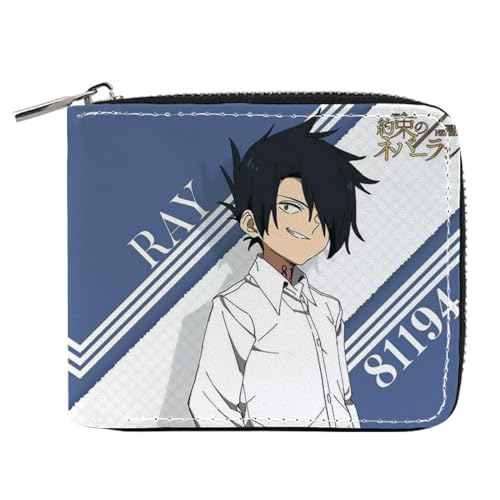 RYNDEX The Promis-ed Neverla-nd Kartenetui Anime, Leder Geldbörse mit Reißverschluss-Design, Geldbörse Geldbeutel Portemonnaie für Geschenkidee(Color:Multicolor 3)