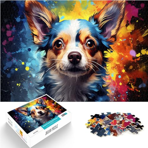 Puzzle-Geschenk, farbenfrohe psychedelische Kunst, Chihuahua-Hund für Erwachsene, 1000 Teile, Puzzle-Geschenke, Holzpuzzle, Denkspiel, 1000 Teile (50 x 75 cm)