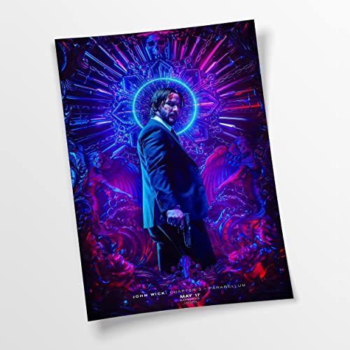 Artis Prints Poster (Baumwolle) John Wick, Cover, Neon-Farben, Film, Superhero, Klein bis XXL, Inneneinrichtung - Wohnzimmer - Wohnung, Dekoration