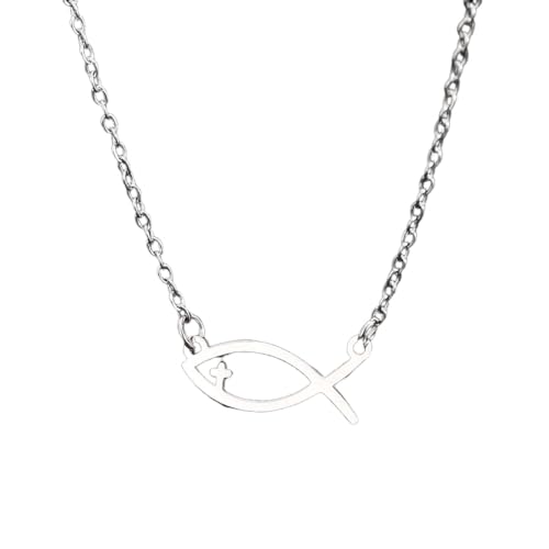 GZHENGZG Damen Schmuck Halskette, Mama Halsketten mit Fisch Anhänger für Frauen und Männer, Silber und Gold Halskette Kette, Modeschmuck Geschenk