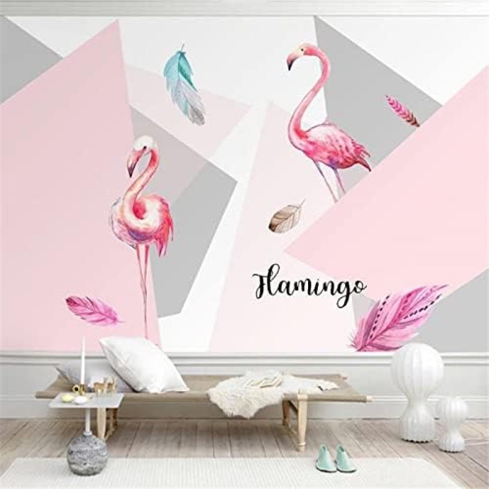 XLMING Minimalistischer Flamingo 3D Tapete Wohnzimmer Sofa Schlafzimmer Esszimmer Home Dekoration Wand-300cm×210cm