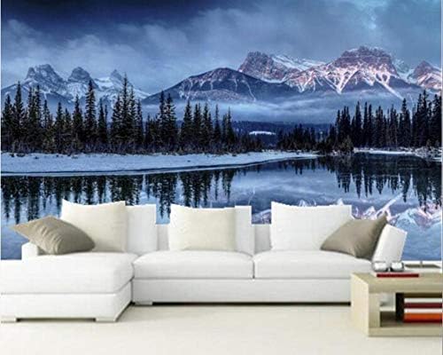 XLMING Winter Eisberg Landschaft Tannensee Schnee 3D Tapeten Home Esszimmer Sofa Schlafzimmer Wohnzimmer TV Hintergrund-430cm×300cm