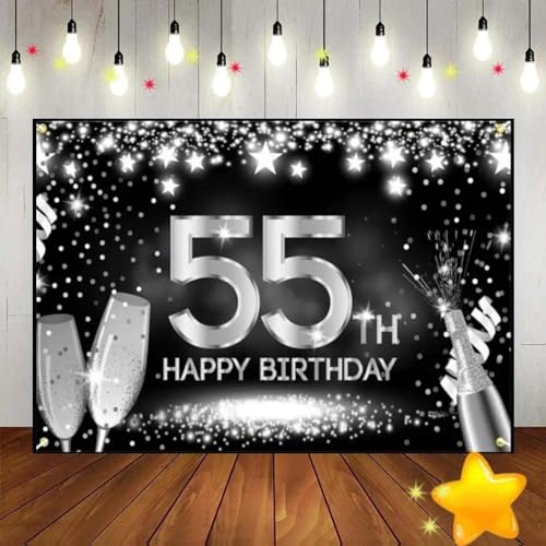 Alles Gute zum 55/60. Geburtstag Green Screen Hintergrund Spiel Smash Cakean Foto Golden Cust Hintergrund Special Photocall Rotes Banner 300x200cm