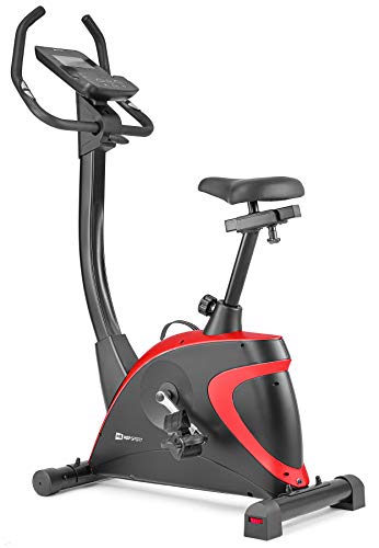 Hop-Sport Heimtrainer Fahrrad HS-005H - Ergometer mit 12 Trainingsprogrammen, 16 computergesteuerten Widerstandsstufen - Fitnessbike max. Nutzergewicht 150 kg Rot