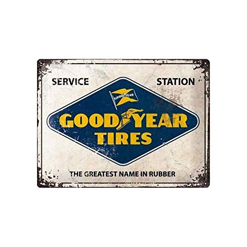 Nostalgic-Art Retro Blechschild, Goodyear – Logo White – Geschenk-Idee für Auto- und Motorrad-Fans, aus Metall, Vintage-Design zur Deko, 30 x 40 cm