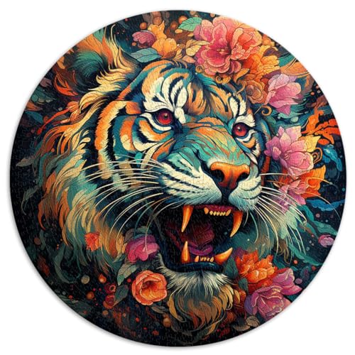 Puzzle für geblümten Tiger, 1000 Teile, Puzzle für Erwachsene, 67,5 x 67,5 cm, pädagogische Herausforderung, schwieriges, schweres Puzzle für Frauen und Männer