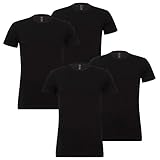 4er Pack Levis Solid Crew T-Shirt Men Herren Unterhemd Rundhals Stretch Cotton, Farbe:884 - Jet Black, Bekleidungsgröße:L