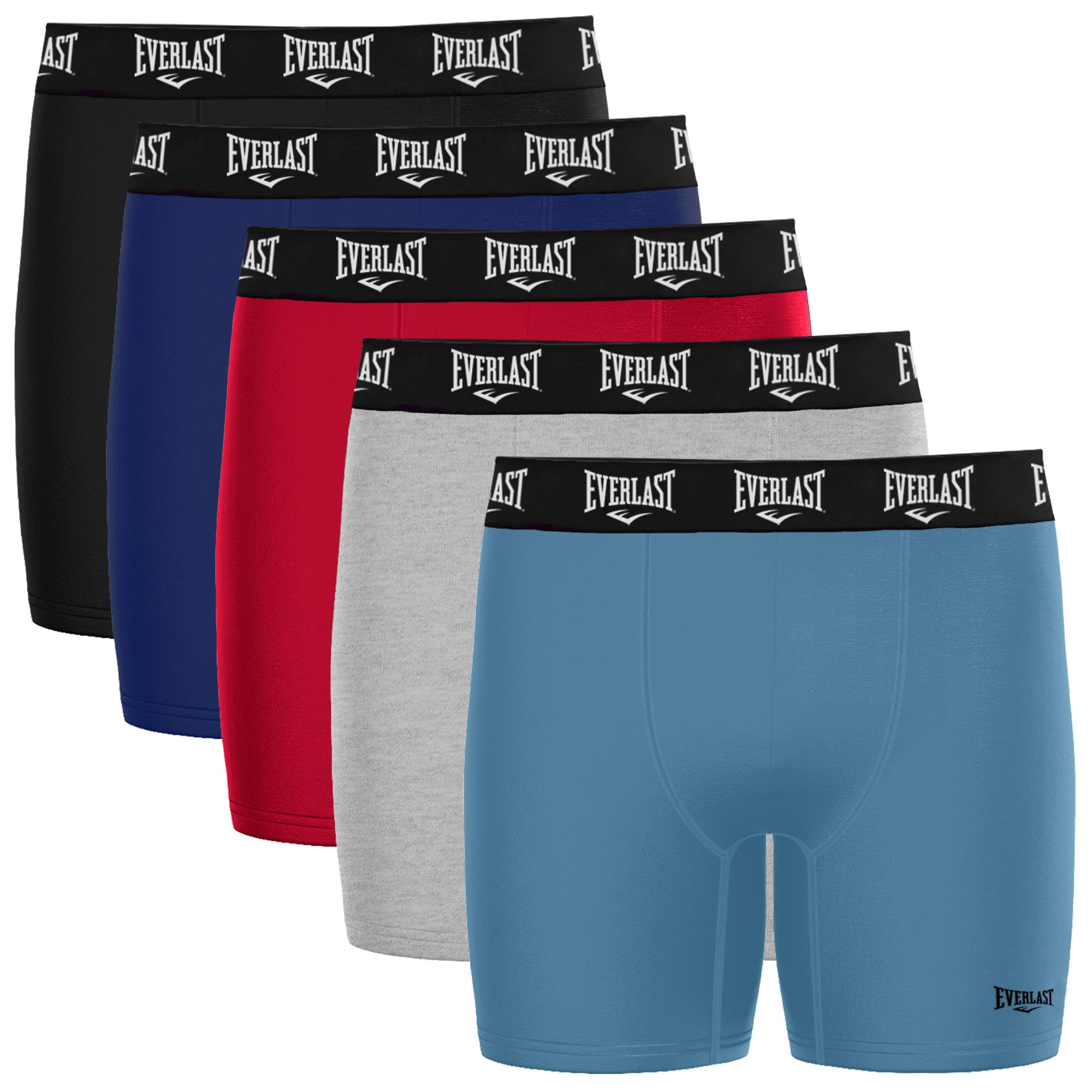 Everlast Herren-Boxershorts aus Baumwolle, Herren-Unterwäsche, weicher und bequemer Bund, Anti-Scheuern, Schwarz/Grau/Blau/Rot/Himmelblau, Large