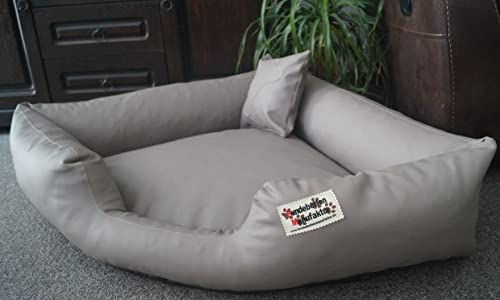 Hundebett Eckbett Hundesofa Schlafplatz Kunstleder Canto (130 cm X 130 cm, Taupe)