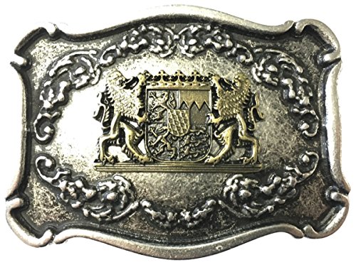 BELTINGER Gürtelschnalle Löwen mit Wappen 4,0 cm | Buckle Wechselschließe Gürtelschließe 40mm Massiv | Tracht | bicolor s/g