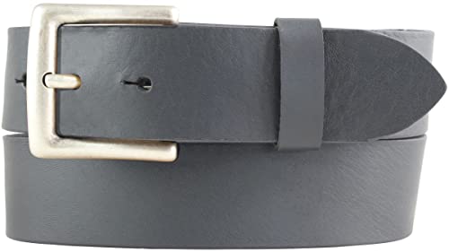 BELTINGER Jeansgürtel aus Vollrindleder mit altsilberner Gürtelschließe 4 cm | Jeans-Gürtel für Damen Herren 40mm | Leder-Gürtel | Dunkelgrau 85cm