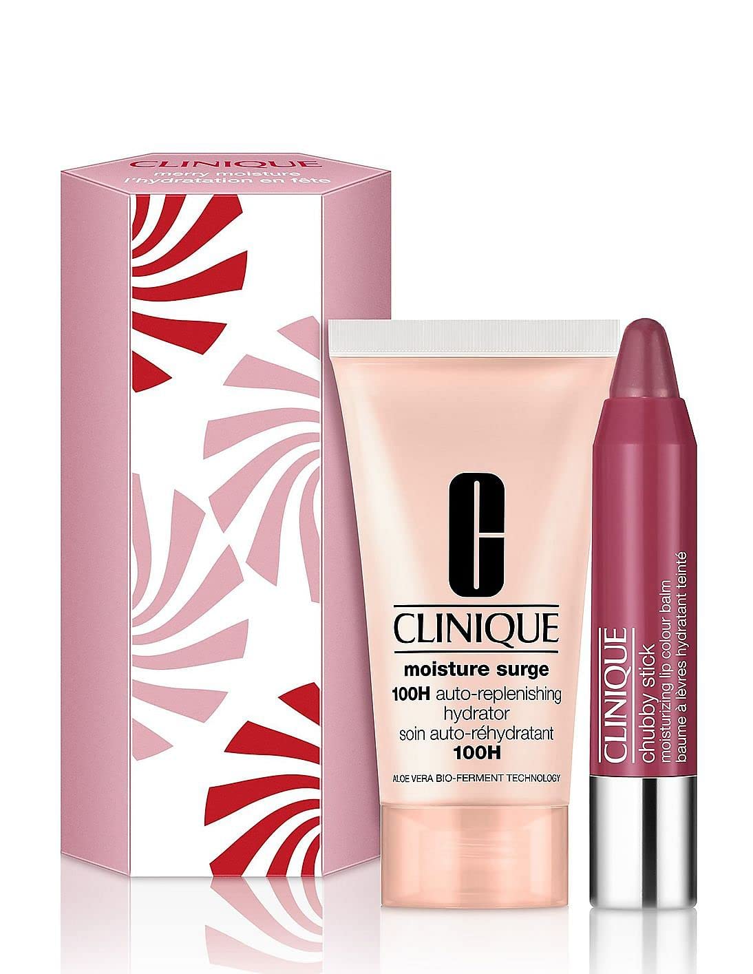 CLINIQUE Set Merry Moisture Surge 100H 30ml + Chubby Stick Moisturizing Lip Color Balm 07 Super Strawberry 1,2g