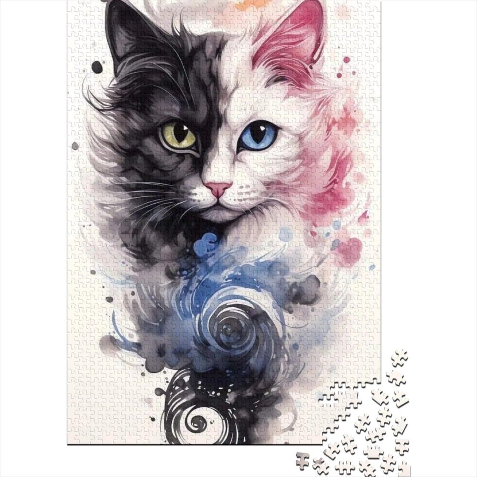 Arts Cats Puzzle Puzzle 1000 Teile für Erwachsene Holzpuzzle Puzzle für Erwachsene Puzzle für Erwachsene Lernspiel Herausforderungsspielzeug (Größe: 75 x 50 cm)