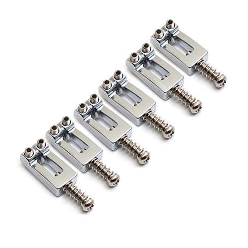 6 Teile/Satz Concaved Type E-Gitarre Tremolo Bridge String Sattel 20.5 * 10.5mm Chrom/Gold Gitarrebrücke(6 pcs Chrome)