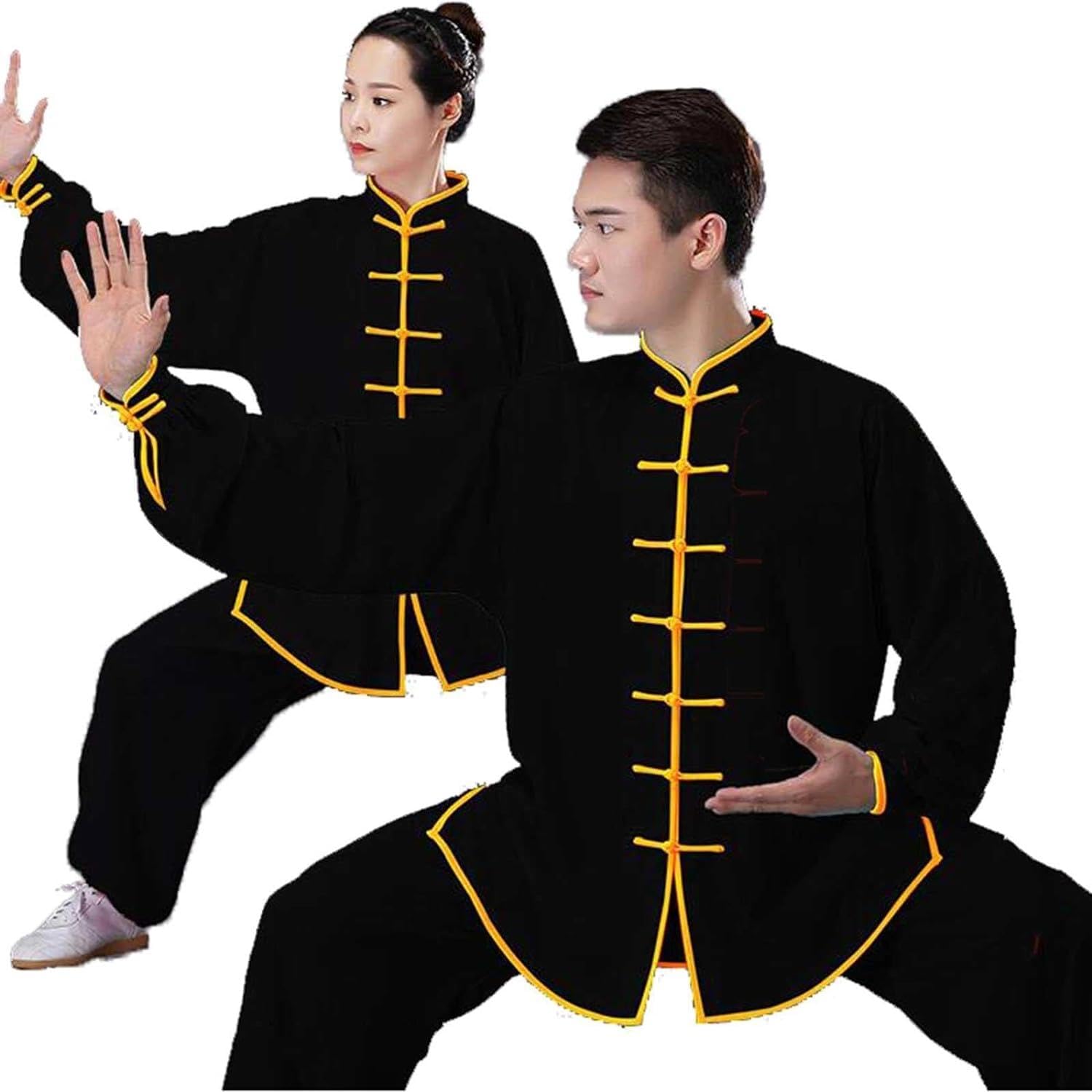 NERHWIVS Chinesische Kung Fu Tai Chi Kleidung Kampfkunst Taekwondo Wing Chun Uniform Herren- und Damenbekleidung,Black 1-M