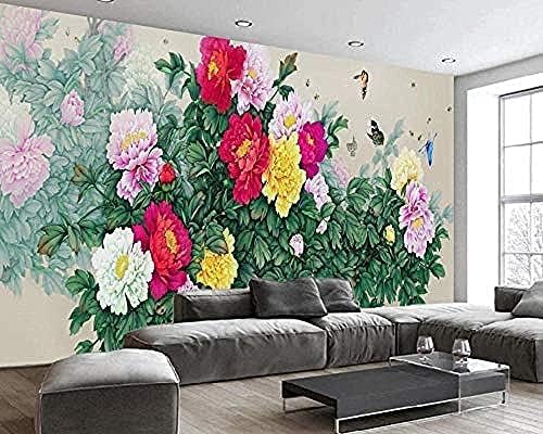 XLMING Rote Handgemalte Pfingstrose Blumendekoration 3D Tapeten Home Esszimmer Sofa Schlafzimmer Wohnzimmer TV Hintergrund-150cm×105cm