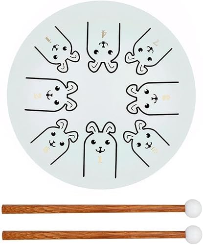 Stahlzungentrommel, 6 Zoll 8-Noten-Stahlhandtrommel mit Trommelstöcken, 12 Zodiac Ethereal Drum for Anfänger, Schlaginstrument for die musikalische Bildung, Yoga, Meditation/374 (Color : D)