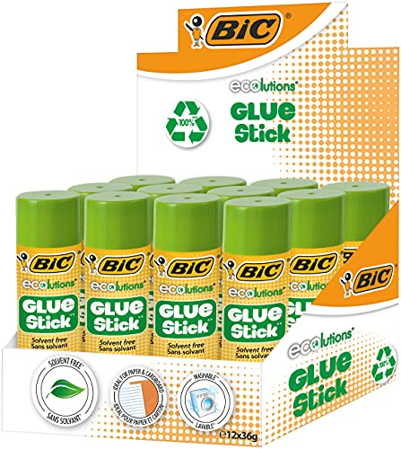 BIC ECOlutions Öko Glue Stick Klebestifte – 36 g, 12er Box