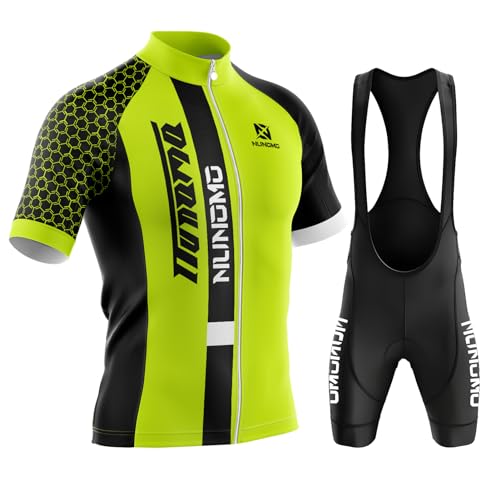 Radtrikot Set für Herren, atmungsaktives MTB Radtrikot Trägerhose Kits Herren mit 9D Gel Sitzpolster Schnelltrocknend, Atmungsaktiv Elastische Kurzarm (Type-5,XL)