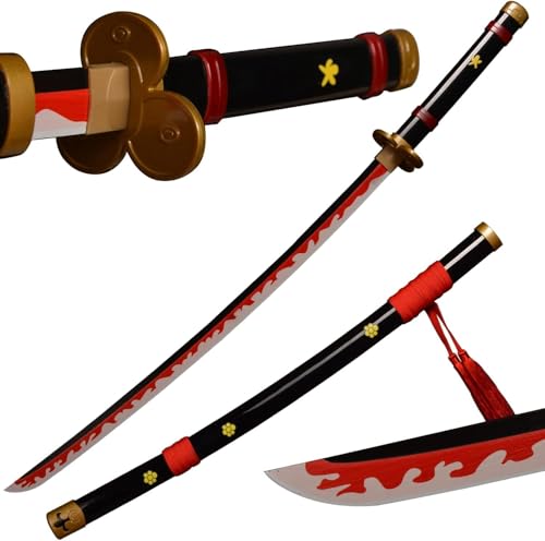 MAUXpIAO Sword Valley Roronoa Zoro Holzschwert 104cm, Holz Katana, Japanisches Anime Cosplay Schwert-Kitetsu/Shisui/Wado Ichimonji/Yama Enma/Death Surgeon Trafalgar Law Schwert schwerter/B/104cm