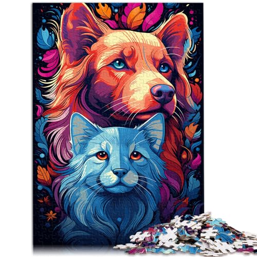 Puzzles für Puzzles, farbenfrohe psychedelische Katzen- und Hundefreunde, Puzzles für Erwachsene, 1000-teiliges Holzpuzzle, Puzzles als Geschenk, 1000 Teile (50 x 75 cm)