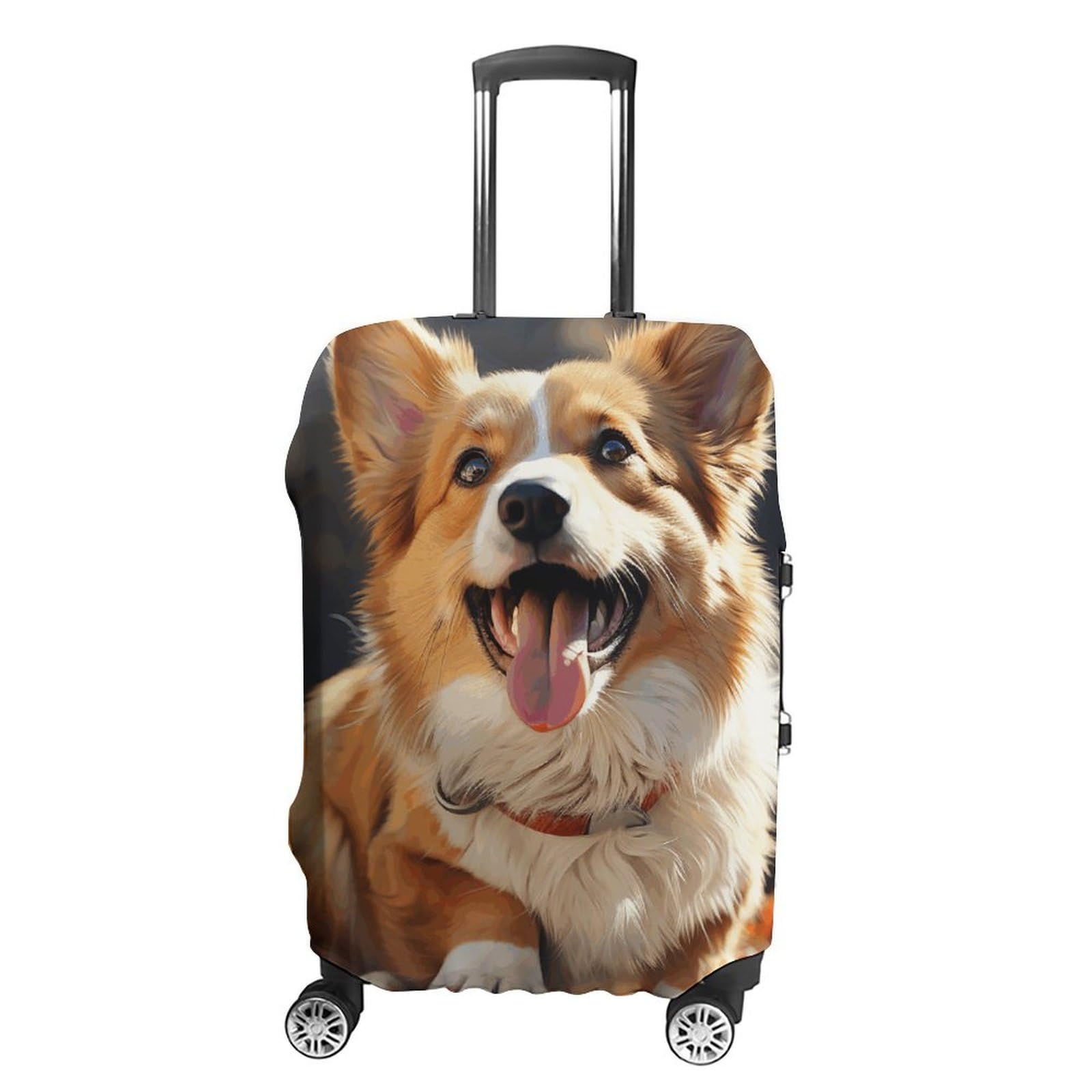 CSGJMYGS Reisegepäckabdeckung, elastisch, waschbar, modisch, kratzfest, niedlicher Corgi-Hundekoffer-Schutz, passend für 45,7 - 81,3 cm Gepäck, Stil 1, M