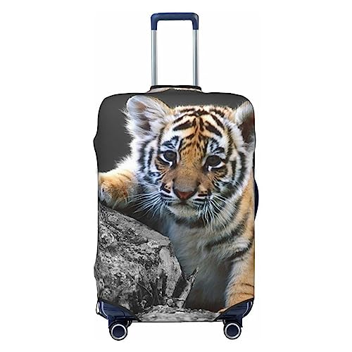 Miniks Reisegepäckhülle mit niedlichem Tiger, strapazierfähig, passend für 45,7 - 81,3 cm große Gepäckstücke, Größe XL, Schwarz, X-Large