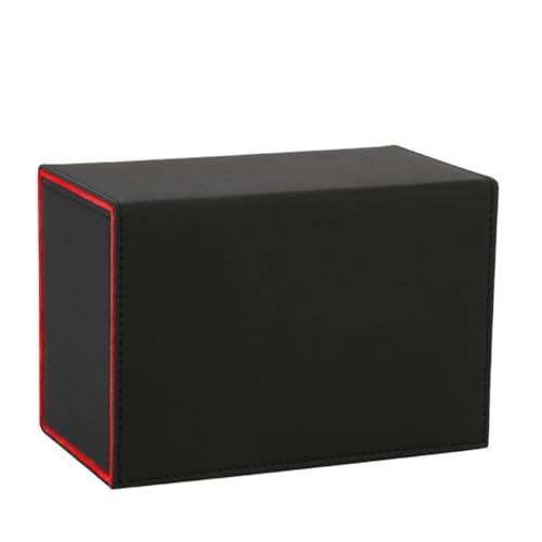 Carriere Kartenspielbox, Premium-Kartenbox mit Aufklappbarem Würfelfach, Aufbewahrungsbox für Kartenspiele für Sport, Spielkarten, Schwarz+Rot