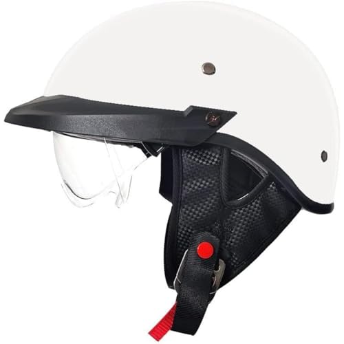 BYFHHHH Motorradhelm, ECE-Zulassung Halbschalenhelm Jethelm Deutscher Stil Totenkopfhelm Mit Sonnenblende, Offener Motorrad Cruiser Scooter Cooler Helm Für Männer Frauen C,L=59~60CM