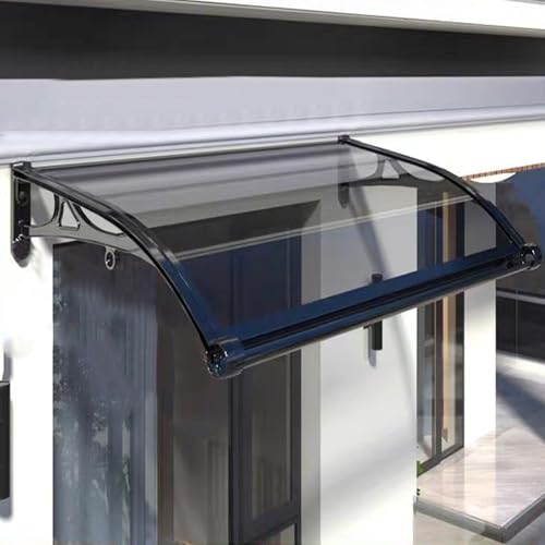 Vordach Haustürvordach,Vordach Überdachung Haustürvordach,Uv-Beständige Regenschutz Haustürvordach Pultvordach aus 2.5mm Dicke Polycarbonat,Leicht Zusammenzubauen (60x280cm/24 x110,Black)