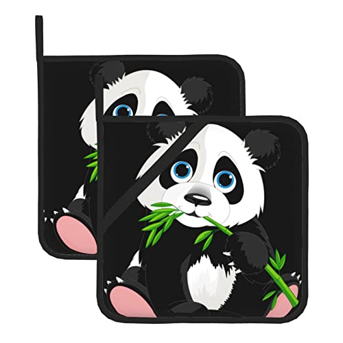 Niedlicher Panda-Topflappen: 20,3 x 20,3 cm (zweiteiliges Set), dick und langlebig, Verbrühungsschutz.