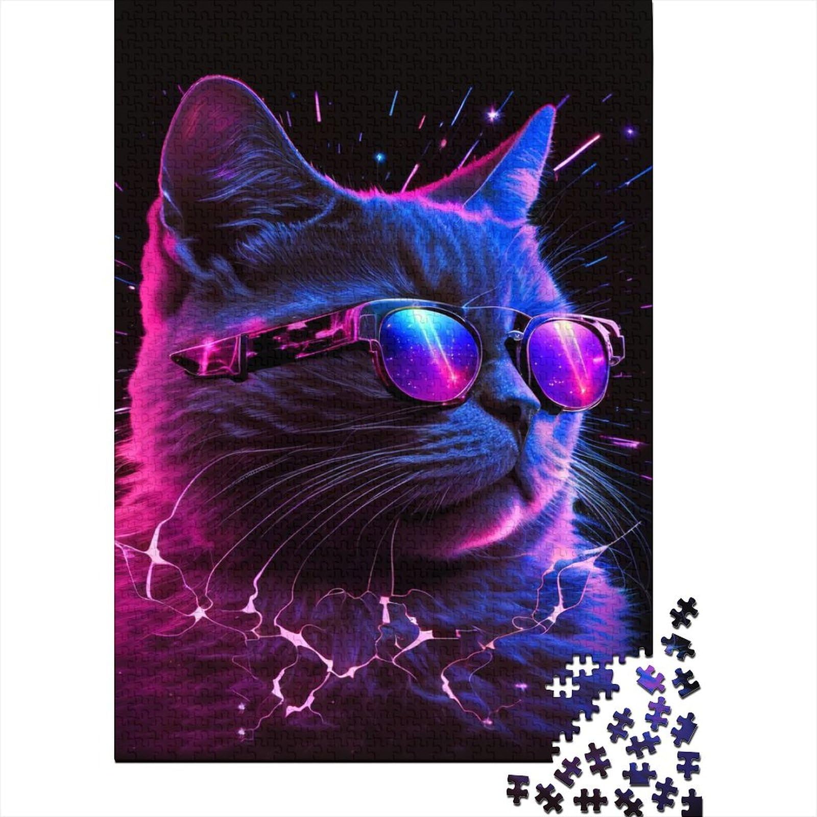 Gaming-Katzen-Puzzle für Erwachsene und Teenager, 1000 Teile, schwierige Puzzles, Holzpuzzles für Erwachsene und Teenager, 75 x 50 cm