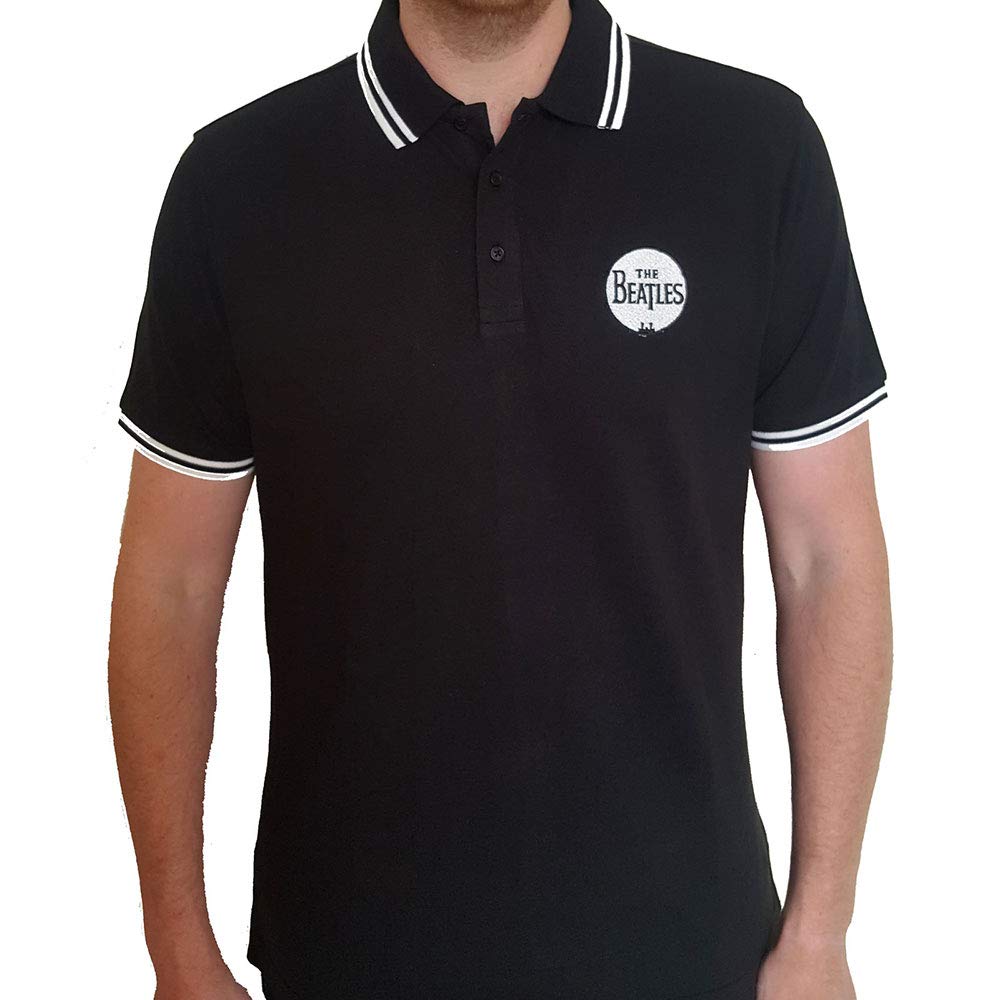 The Beatles Polo hemd -L- Drum Logo Schwarz