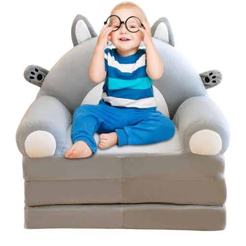 Klappbare Couch für Kinder, Zusammenklappbare Couch, faltbares Couchbett, Cartoon-Tierform, weiches und bequemes Lounge-Sofa zum Lesen, Spielen, Fernsehen, Entspannen