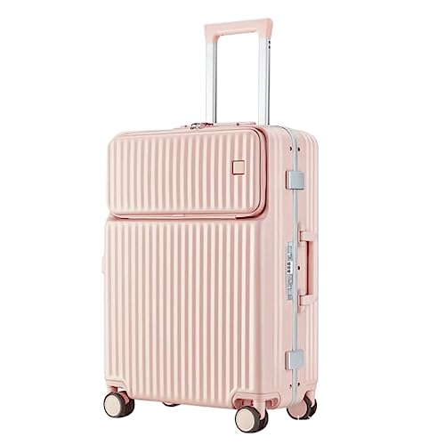 LANAZU Gepäck, verschleißfestes PC-Hartseitengepäck mit Rollen, Aluminiumrahmen, mit Sicherheits-TSA-Schloss, für Männer, Frauen, Jugendliche (pink 24inch)