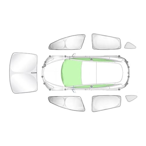 Sonnenblende Sonnenschutz Aus Silberbeschichtetem Stoff Für Tesla Für Modell 3 Y 2020-2023 Seitenfenster-Sichtschutz-Sonnenschutz Für Camping Autofenster(7PCS M-3)