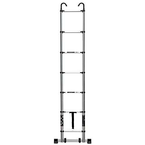 Teleskopleiter für Wohnmobil-Dachzelt 5 m/4 m/3 m/2 m, ausziehbare Teleskopleitern aus Aluminium mit abnehmbarem Haken und Stabilisatorstange, Tragkraft 200 kg (Größe: 5,5 m/18 Fuß) Ambitious