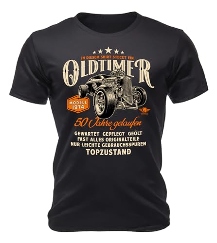 T-Shirt als Geschenk für Herren und Männer zum 50. Geburtstag: Oldtimer Modell Baujahr 1973 in Topzustand